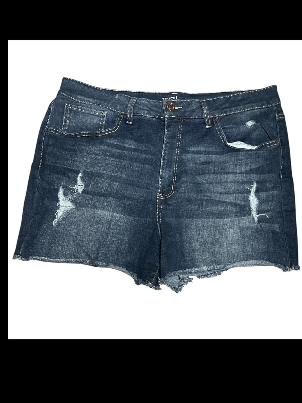 Time and Tru dark wash high-rise denim shorts